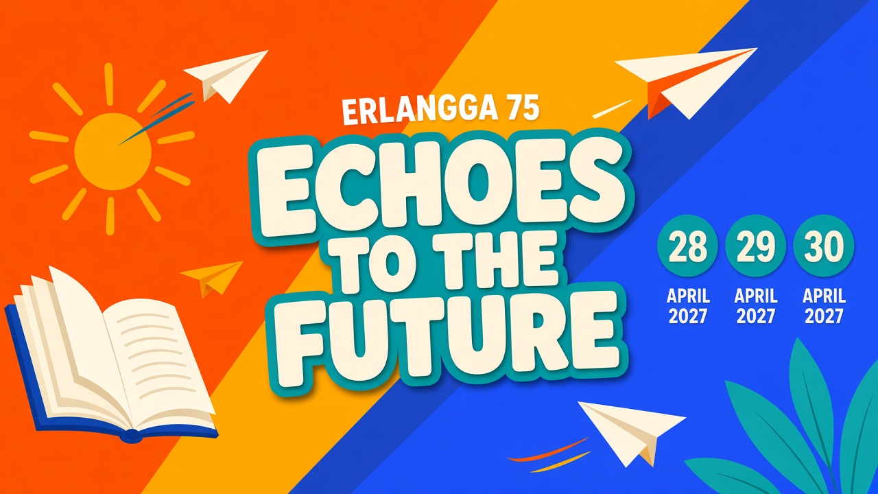 Poster Erlangga 75, Echoes to the Future, 28 29 30 April 2027